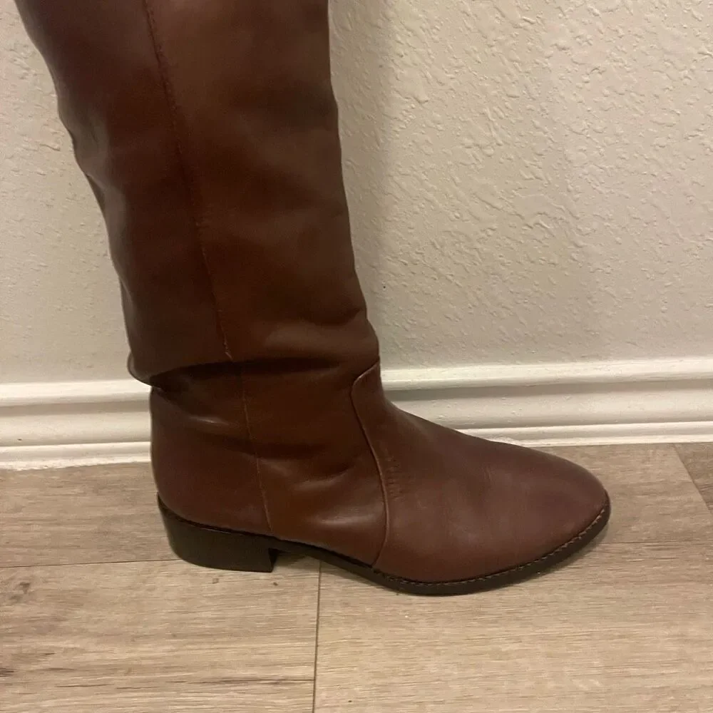 BCBG MaxAzria brown leather over the boots - Picture 4 of 16